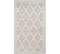 Safavieh Alfombra Geométrica para Sala de Estar, Comedor, Dormitorio - Amherst Collection, Pelo Corto, Gris Claro y Marfil, 91 X 152 cm