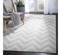 Safavieh Alfombra Geométrica para Sala de Estar, Comedor, Dormitorio - Amherst Collection, Pelo Corto, Gris Claro y Beige, 122 X 183 cm