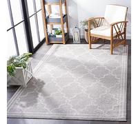 Safavieh Alfombra Geométrica para Sala de Estar, Comedor, Dormitorio - Amherst Collection, Pelo Corto, Gris Claro y Marfil, 76 X 122 cm