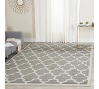 Safavieh Alfombra Geométrica para Sala de Estar, Comedor, Dormitorio - Amherst Collection, Pelo Corto, Gris Oscuro y Beige, 91 X 152 cm