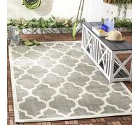 Safavieh Alfombra Geométrica para Sala de Estar, Comedor, Dormitorio - Amherst Collection, Pelo Corto, Gris Oscuro y Beige, 122 X 183 cm