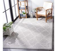 Safavieh Alfombra Geométrica para Sala de Estar, Comedor, Dormitorio - Amherst Collection, Pelo Corto, Gris Claro y Marfil, 152 X 244 cm