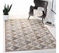 Safavieh Alfombra Geométrica para Sala de Estar, Comedor, Dormitorio - Atlas Collection, Pelo Corto, Beige y Gris, 160 X 231 cm