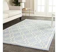 Safavieh Alfombra Geométrica para Sala de Estar, Comedor, Dormitorio - Cambridge Collection, Pelo Corto, Azul Claro y Marfil, 91 X 152 cm