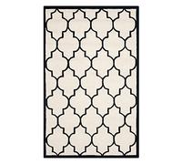 Safavieh Alfombra Geométrica para Sala de Estar, Comedor, Dormitorio - Cambridge Collection, Pelo Corto, Marfil y Negro, 76 X 244 cm