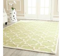 Safavieh Alfombra Geométrica para Sala de Estar, Comedor, Dormitorio - Cambridge Collection, Pelo Corto, Verde Claro y Marfil, 152 X 244 cm