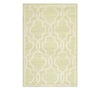 Safavieh Alfombra Geométrica para Sala de Estar, Comedor, Dormitorio - Cambridge Collection, Pelo Corto, Verde Claro y Marfil, 91 X 152 cm