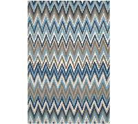 Safavieh Alfombra Geométrica para Sala de Estar, Comedor, Dormitorio - Cedar Brook Collection, Pelo Corto, Azul Turquesa y Azul, 152 X 244 cm