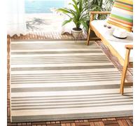 Safavieh - Alfombra geométrica para Sala de Estar, Comedor, Dormitorio - Courtyard Collection, Alfombra de Pelo Corto, Gris y Hueso, 160 x 231 cm