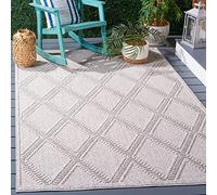 SAFAVIEH Alfombra Geométrica para Sala de Estar, Comedor, Dormitorio - Global Collection, Pelo Corto, Gris y Gris Claro, 160 X 160 cm