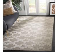 Safavieh Alfombra Geométrica para Sala de Estar, Comedor, Dormitorio - Lana Collection, Pelo Corto, Beige y Beige, 152 X 229 cm