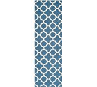 Safavieh Alfombra geométrica para salón, Comedor, Dormitorio, colección Cambridge, Pelo Corto, en Azul Marino y Marfil, 152 x 244 cm