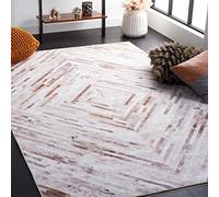 Safavieh Alfombra geométrica para salón, Comedor, Dormitorio, colección Faux Hide, Pelo Corto, Beige y marrón, 152 x 244 cm