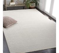 Safavieh Alfombra geométrica para salón, Comedor, Dormitorio, colección Whisper de Pelo Corto, Color Marfil, 183 x 274 cm