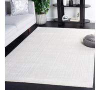 Safavieh Alfombra geométrica para salón, Comedor, Dormitorio, colección Whisper de Pelo Corto, Color Marfil, 152 x 229 cm