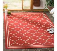 Safavieh Alfombra Geométrica Sala de Estar, Comedor, Dormitorio - Courtyard Collection, Pelo Corto, Rojo y Beige, 160 X 231 cm