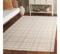 SAFAVIEH Alfombra Geométrico para Sala de Estar, Comedor, Dormitorio - Ebony Collection, Pila Baja, Beige y Marfil, 122 X 183 cm