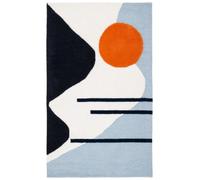 SAFAVIEH Alfombra Geométrico para Sala de Estar, Comedor, Dormitorio - Rodeo Drive Collection, Pila Media, Marfl y Azul, 91 X 152 cm