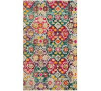 Safavieh Alfombra Rectangular Tejida Boho Chic para Interiores, colección Mónaco, MNC248, en Gris/Fucsia, 122 x 170 cm, para salón, Dormitorio o Cualquier Espacio Interior