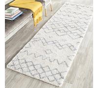 Safavieh Alfombra marroquí para Interiores y Exteriores, colección Casablanca, CSB806, Color Marfil y Azul, 69 x 244 cm, para salón, Dormitorio o Cualquier Espacio Interior