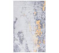 Safavieh Alfombra Moderna Abstracta Lavable a máquina y Antideslizante, Ideal para Zonas de Mucho tráfico, colección Tacoma, Pelo Corto, Gris y Dorado, 90 x 150 cm