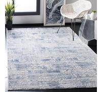 Safavieh Alfombra Moderna Abstracta para salón, Comedor, Dormitorio, colección Amelia, Pelo Corto, en Azul y Gris, 160 x 229 cm