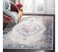 Safavieh Alfombra Moderna de transición para salón, Comedor, Dormitorio, colección Bristol, Pelo Corto, en Gris Claro y Azul, 122 x 183 cm