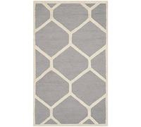 Safavieh Alfombra Moderna para Interiores, colección Cambridge, CAM144, Color Plateado/Marfil, 61 x 91 cm para Sala de Estar, Dormitorio o Cualquier Espacio Interior