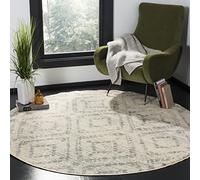 Safavieh - Alfombra Moderna para Sala de Estar, Comedor, Dormitorio - Adirondack Collection, Alfombra de Pelo Corto, Marfil y Azul Claro, 120 x 120 cm