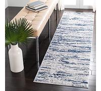 Safavieh - Alfombra Moderna para Sala de Estar, Comedor, Dormitorio - Amelia Collection, Alfombra de Pelo Corto, Gris y Marino, 76 x 183 cm