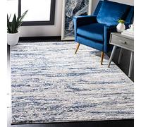 Safavieh - Alfombra Moderna para Sala de Estar, Comedor, Dormitorio - Amelia Collection, Alfombra de Pelo Corto, Gris y Marino, 91 x 91 cm