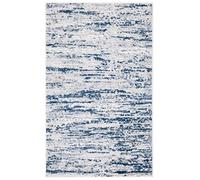 Safavieh - Alfombra Moderna para Sala de Estar, Comedor, Dormitorio - Amelia Collection, Alfombra de Pelo Corto, Gris y Marino, 76 x 122 cm