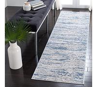 Safavieh - Alfombra Moderna para Sala de Estar, Comedor, Dormitorio - Amelia Collection, Alfombra de Pelo Corto, Marfil y Azul, 76 x 183 cm