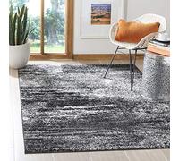 SAFAVIEH Alfombra moderna para salón, comedor, dormitorio, colección Adirondack, pelo corto, plata y negro, 155 x 229 cm