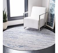 Safavieh Alfombra Moderna para salón, Comedor, Dormitorio, colección Amelia, Pelo Corto, Color Marfil y Azul, 91 x 91 cm