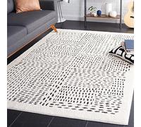 Safavieh Alfombra Moderna para salón, Comedor, Dormitorio, colección Melody de Pelo Corto, Color Marfil y Negro, 122 x 183 cm