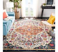 Safavieh Alfombra Moderna y Chic para salón, Comedor, Dormitorio, colección Madison, Pelo Corto, en Marfil y Naranja, 91 x 152 cm