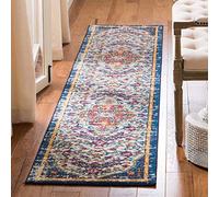 Safavieh Alfombra Moderna y Elegante para salón, Comedor, Dormitorio, colección Madison, Pelo Corto, Color Marfil y Naranja, 61 x 244 cm