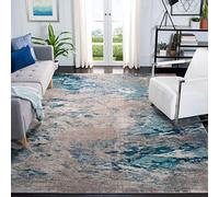 Safavieh Alfombra Moderna y Elegante para salón, Comedor, Dormitorio, colección Madison, Pelo Corto, en Azul y Gris, 91 x 152 cm