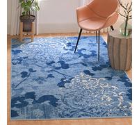 Safavieh Alfombra Modernas Sala de Estar, Comedor, Dormitorio - Adirondack Collection, Pelo Corto, Azul Claro y Azul Oscuro, 155 X 229 cm