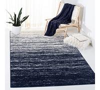Safavieh Alfombra Modernas Sala de Estar, Comedor, Dormitorio - Adirondack Collection, Pelo Corto, Azul Marino y Marfil, 91 X 152 cm