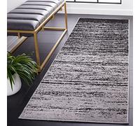 SAFAVIEH Alfombra Modernas Sala de Estar, Comedor, Dormitorio - Adirondack Collection, Pelo Corto, Plata y Negro, 80 X 180 cm