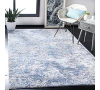SAFAVIEH Alfombra Modernas Sala de estar, Comedor, Dormitorio - Amelia Collection, Pelo corto, Gris y Azul, 91 X 152 cm