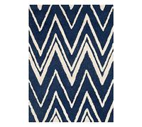 Safavieh Alfombra Modernas Sala de Estar, Comedor, Dormitorio - Cambridge Collection, Pelo Corto, Azul Marino y Marfil, 122 X 183 cm