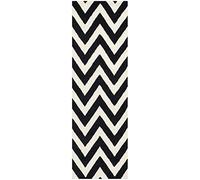 Safavieh Alfombra Modernas Sala de Estar, Comedor, Dormitorio - Cambridge Collection, Pelo Corto, Negro y Marfil, 76 X 244 cm