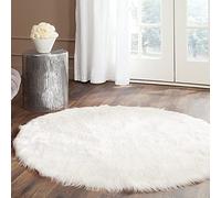 Safavieh Alfombra Modernas Sala de Estar, Comedor, Dormitorio - Faux Fur Collection, Pelo Largo, Marfil, 122 X 122 cm
