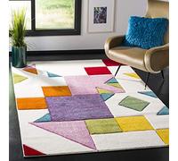 Safavieh Alfombra Modernas Sala de Estar, Comedor, Dormitorio - Hollywood Collection, Pelo Corto, Marfil y Rosa, 122 X 183 cm