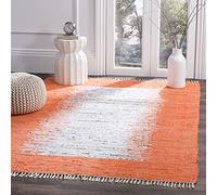 Safavieh Alfombra Modernas Sala de Estar, Comedor, Dormitorio - Montauk Collection, Pelo Corto, Marfil y Naranja, 152 X 244 cm