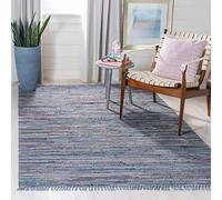 Safavieh Alfombra Modernas Sala de Estar, Comedor, Dormitorio - Rag Rug Collection, Pelo Corto, Morado y Multi, 152 X 244 cm