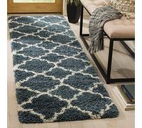 Safavieh Alfombra Pelo Largo Coco, Color Marfil y Gris. 91 x 152 x 5 cm, Polipropileno, Slate Blue and Ivory, 2'3" x 8'